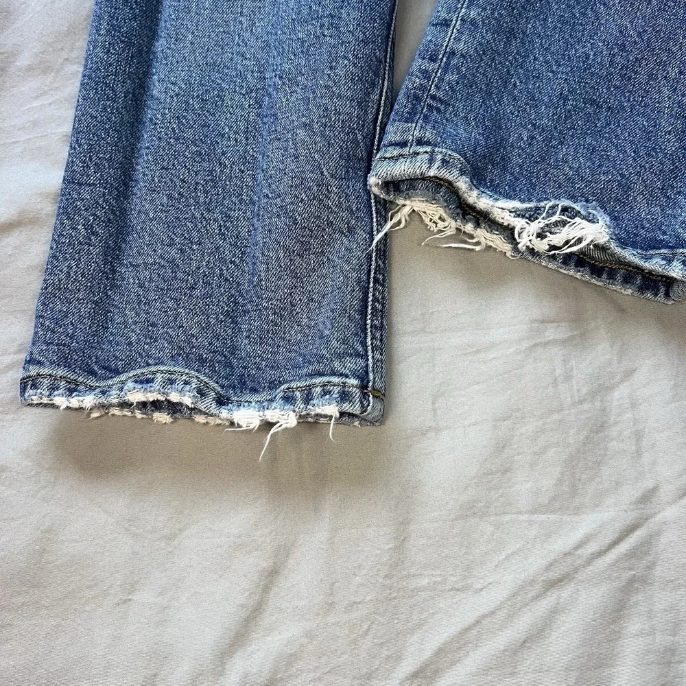 AGOLDE Riley Jeans Womens Size 26x26 High Rise Slim Straight Crop Blue Frequency